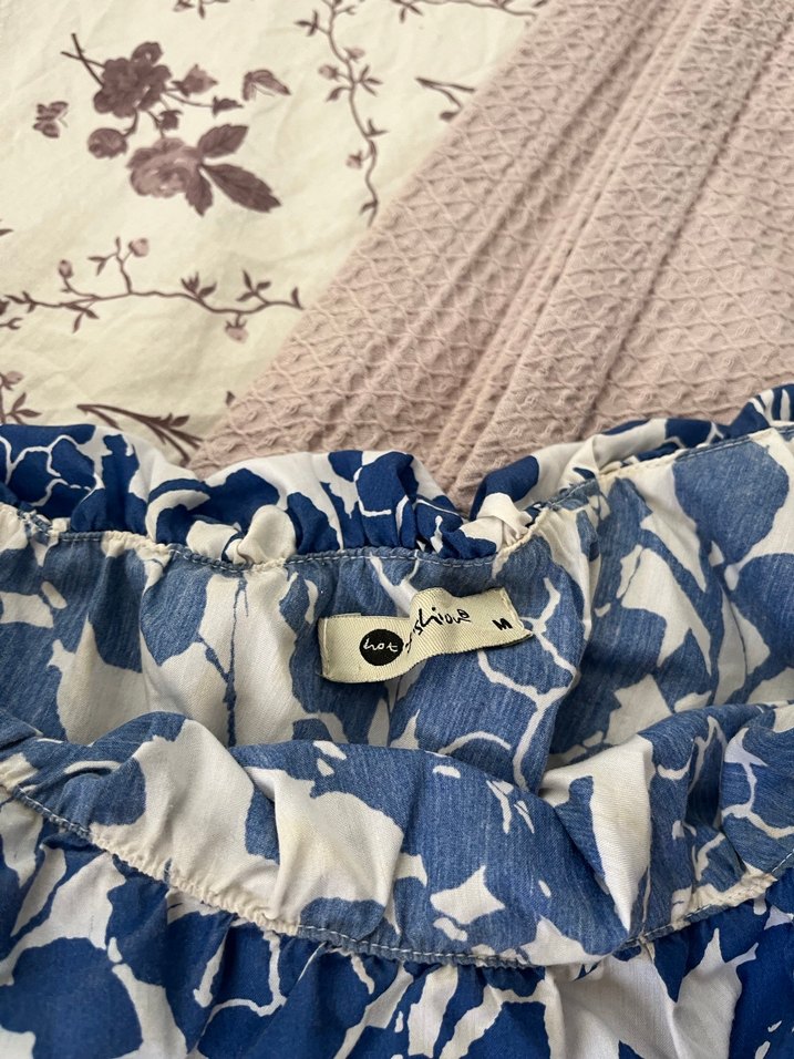 Bohem Uzun Mavi Desenli Askılı Kadın Elbise - Görsel 3