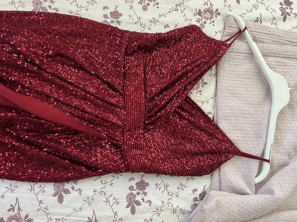 Bordo İşlemeli midi  Abiye - Görsel 3