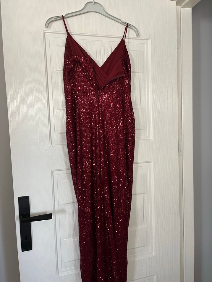 Bordo İşlemeli midi  Abiye - Görsel 5