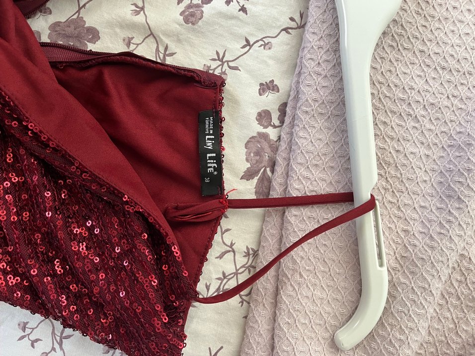 Bordo İşlemeli midi  Abiye - Görsel 2