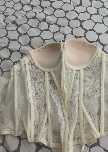 Dantel Detaylı Straplez Beyaz Bustiyer pierre  cardin - Görsel 2