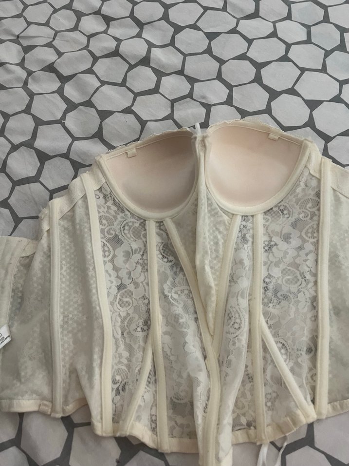 Dantel Detaylı Straplez Beyaz Bustiyer pierre  cardin - Görsel 2