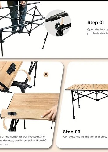 Büyük Kamp Masası (Bej) - Görsel 4