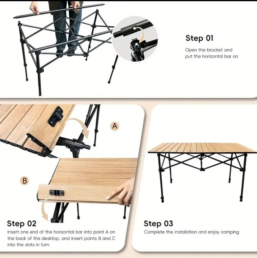 Büyük Kamp Masası (Bej) - Görsel 4