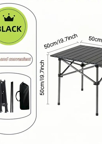 Katlanabilir Kamp Masası (Siyah) - Görsel 8