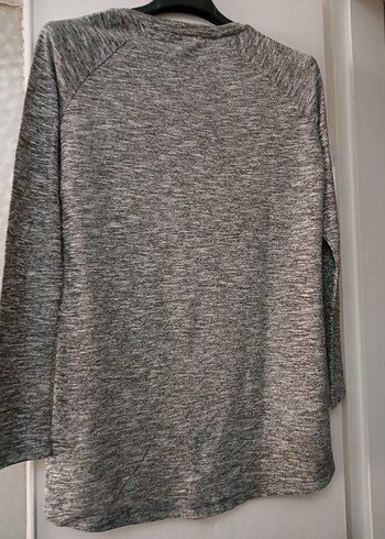 Gri Baskılı Uzun Kollu Kadın Tişört - Görsel 6