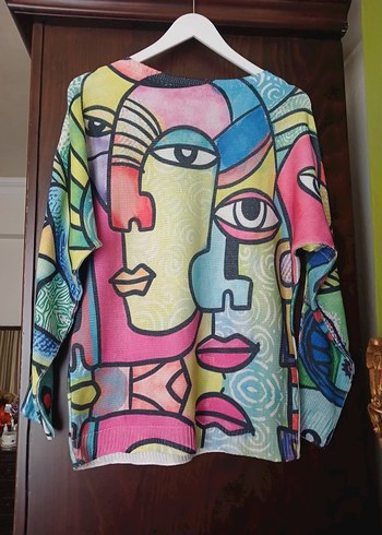 Renkli Bohem Kadın Triko Kazak - Görsel 4