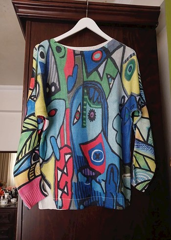 Renkli Bohem Kadın Triko Kazak - Görsel 2