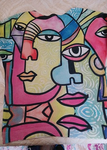 Renkli Bohem Kadın Triko Kazak - Görsel 5