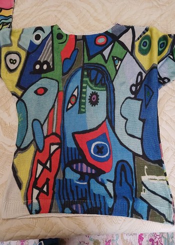 Renkli Bohem Kadın Triko Kazak - Görsel 6