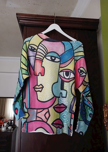 Renkli Bohem Kadın Triko Kazak - Görsel 7