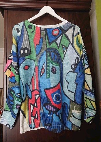 Renkli Bohem Kadın Triko Kazak - Görsel 8