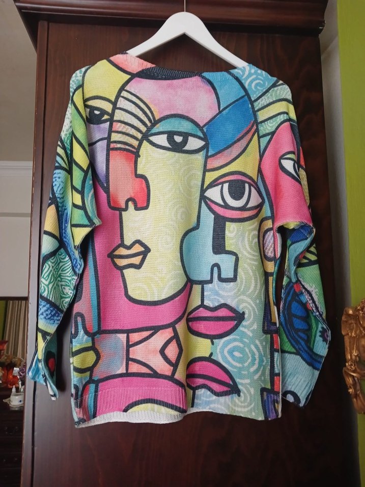 Renkli Bohem Kadın Triko Kazak - Görsel 4