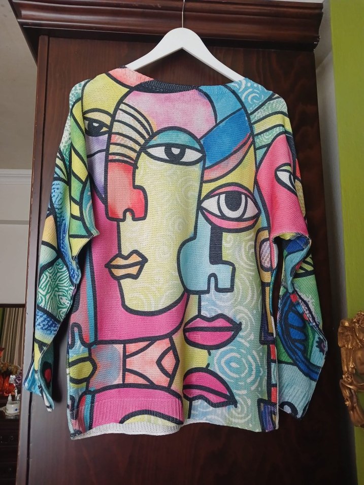 Renkli Bohem Kadın Triko Kazak - Görsel 3