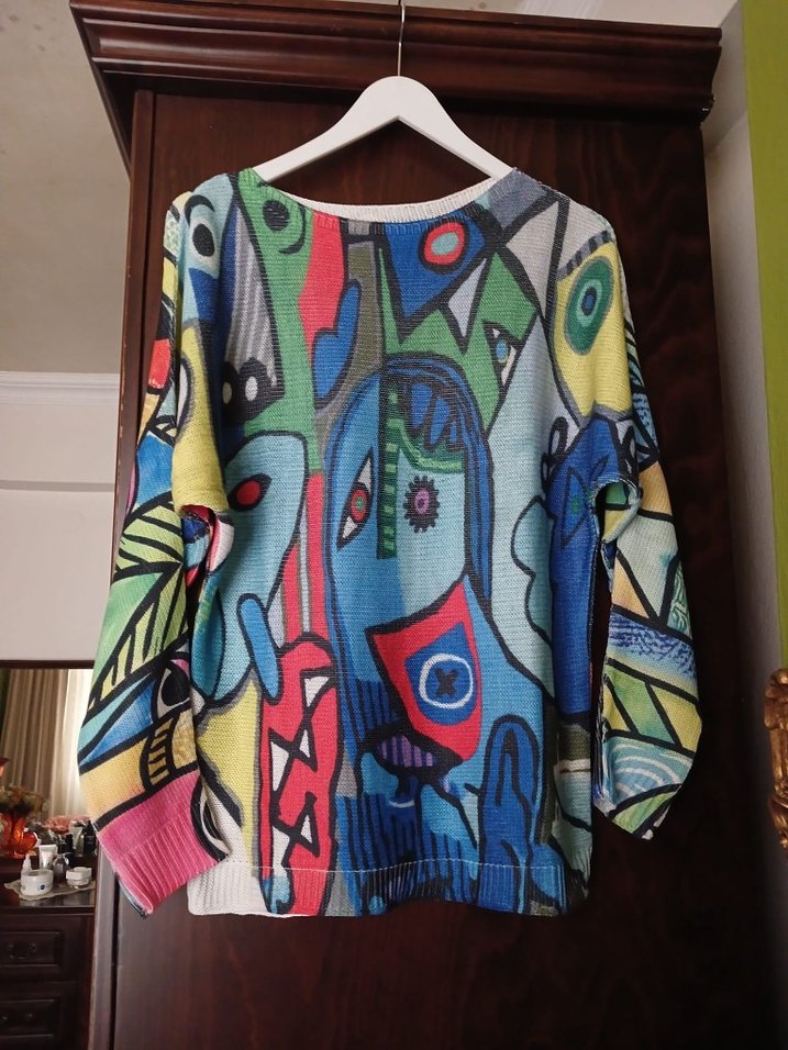 Renkli Bohem Kadın Triko Kazak - Görsel 2