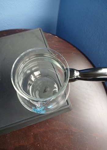 Mavi Çiçek Desenli Cam Cezve - Görsel 4