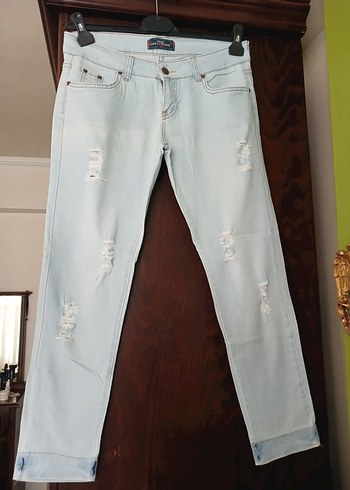 Kadın Açık Mavi  kot Pantolon - Görsel 3