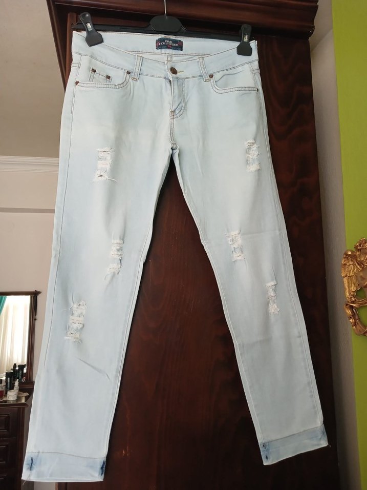 Kadın Açık Mavi  kot Pantolon - Görsel 3