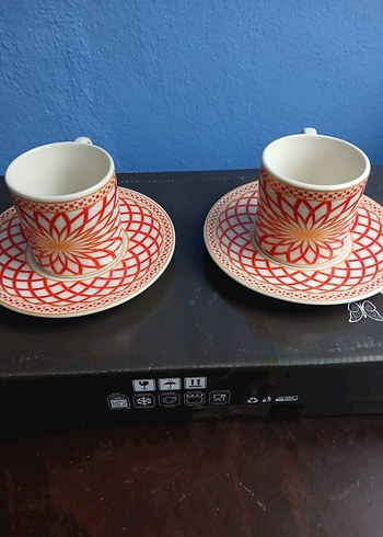 Kırmızı Desenli 6'lı Kahve Fincanı Seti - Görsel 8
