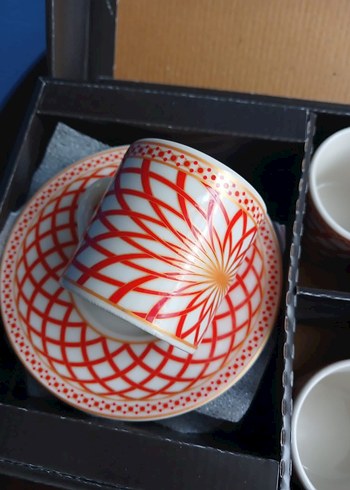 Kırmızı Desenli 6'lı Kahve Fincanı Seti - Görsel 6