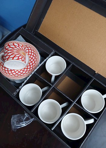 Kırmızı Desenli 6'lı Kahve Fincanı Seti - Görsel 7