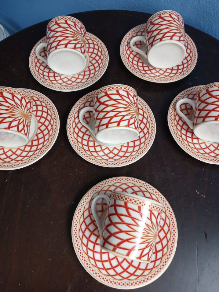 Kırmızı Desenli 6'lı Kahve Fincanı Seti - Görsel 2