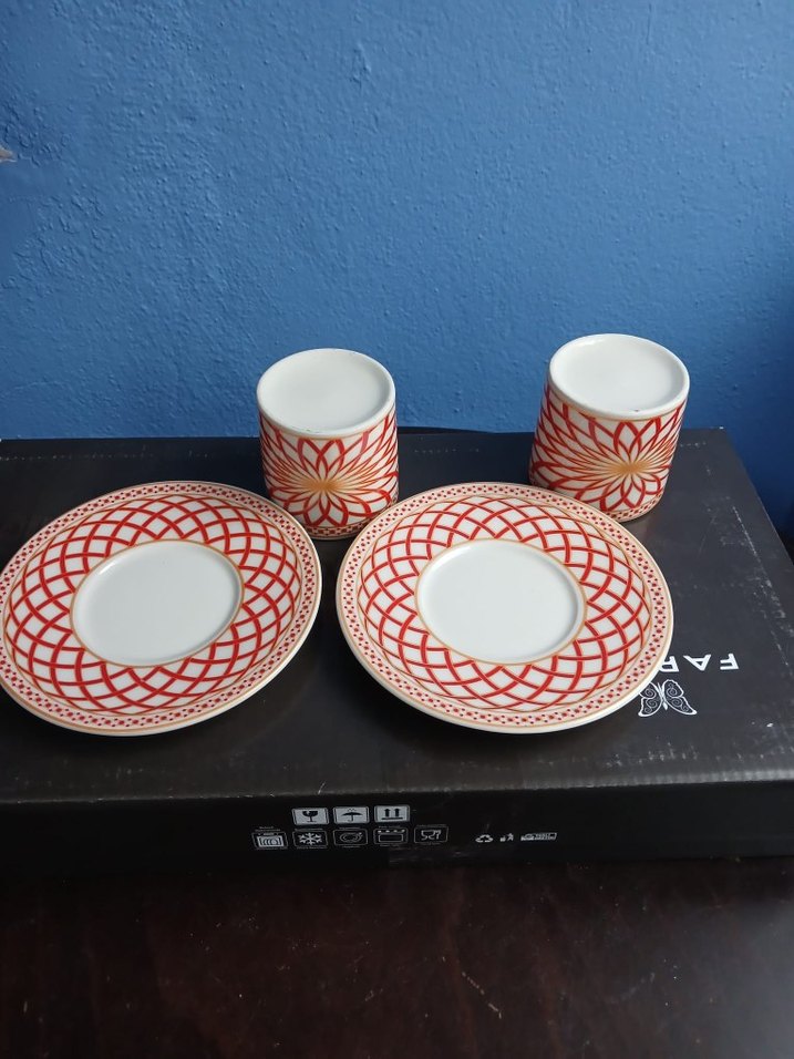 Kırmızı Desenli 6'lı Kahve Fincanı Seti - Görsel 3