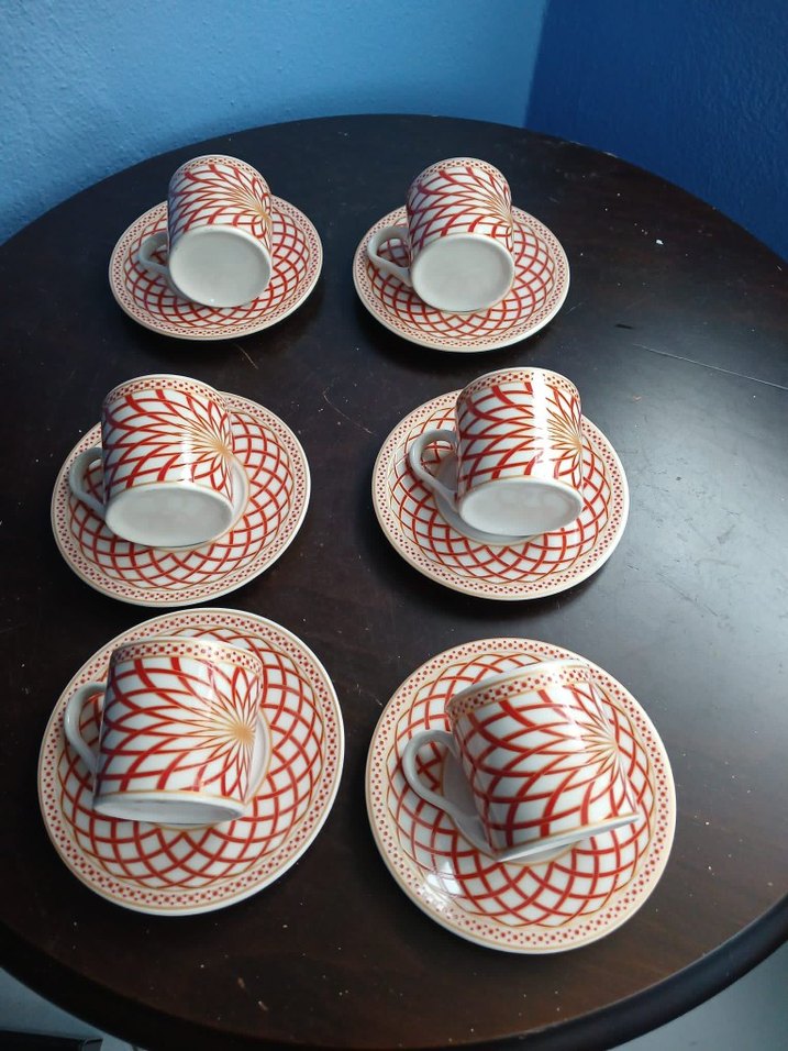 Kırmızı Desenli 6'lı Kahve Fincanı Seti - Görsel 4