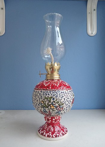 Renkli Kırmızı Seramik Gaz Lambası - Görsel 9