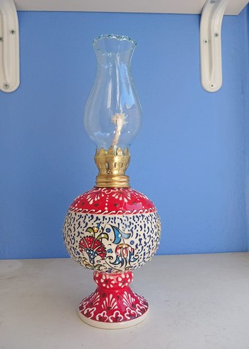 Renkli Kırmızı Seramik Gaz Lambası - Görsel 3