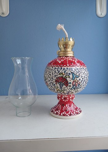 Renkli Kırmızı Seramik Gaz Lambası - Görsel 5