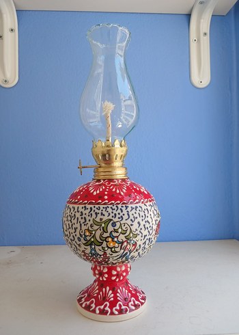 Renkli Kırmızı Seramik Gaz Lambası - Görsel 2