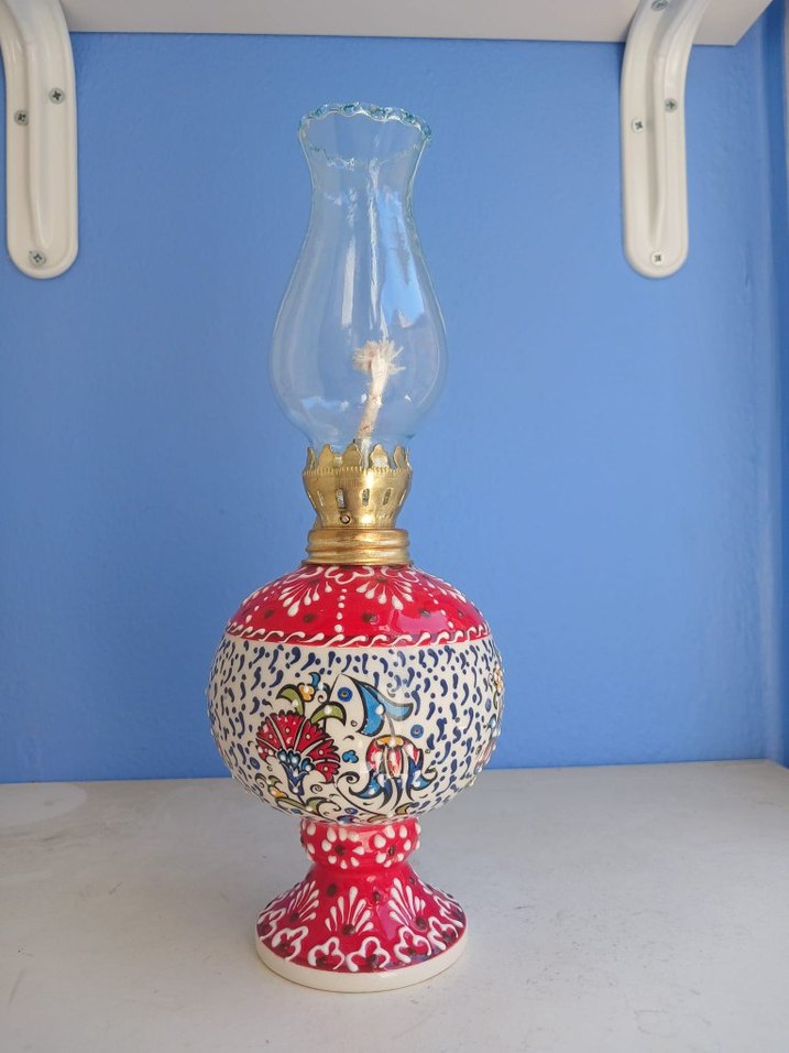 Renkli Kırmızı Seramik Gaz Lambası - Görsel 3