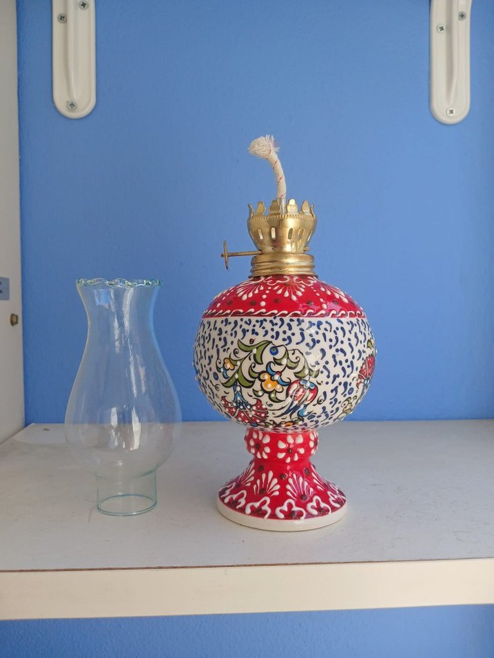 Renkli Kırmızı Seramik Gaz Lambası - Görsel 4