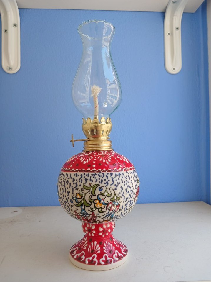 Renkli Kırmızı Seramik Gaz Lambası - Görsel 2