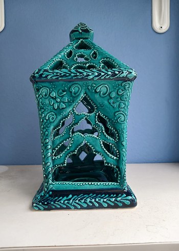 el yapımı Turkuaz Seramik Mumluk - Görsel 3