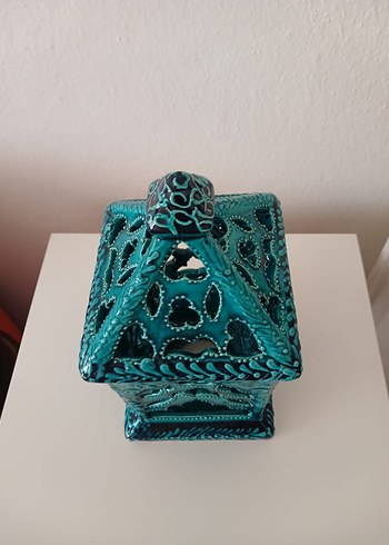 el yapımı Turkuaz Seramik Mumluk - Görsel 5