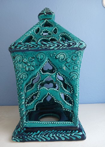 el yapımı Turkuaz Seramik Mumluk - Görsel 2