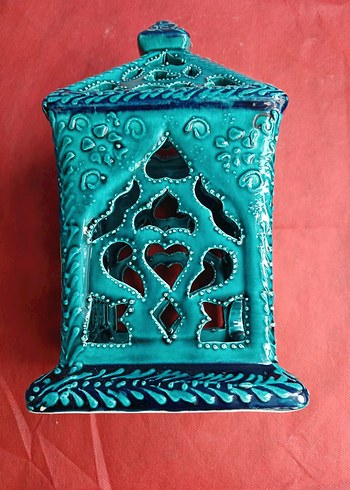 el yapımı Turkuaz Seramik Mumluk - Görsel 9