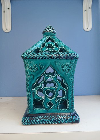 el yapımı Turkuaz Seramik Mumluk - Görsel 6