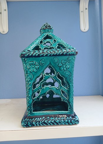 el yapımı Turkuaz Seramik Mumluk - Görsel 4