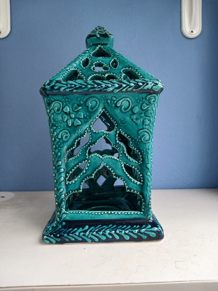 el yapımı Turkuaz Seramik Mumluk - Görsel 3
