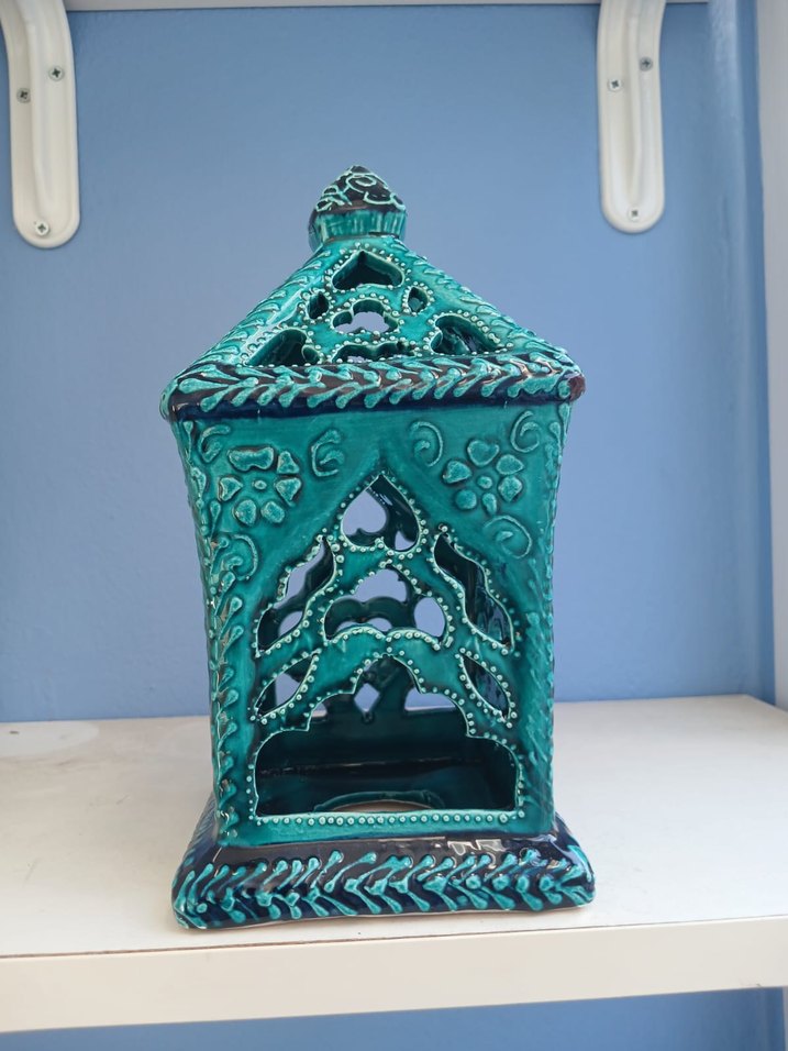 el yapımı Turkuaz Seramik Mumluk - Görsel 4