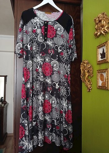 Büyük beden Renkli elbise - Görsel 4