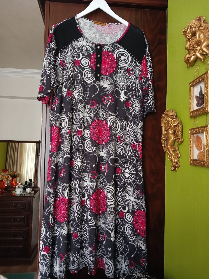 Büyük beden Renkli elbise - Görsel 2