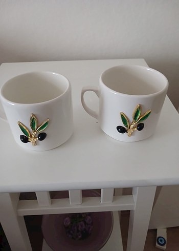 Beyaz Zeytin Desenli ikili Kupalar - Görsel 3