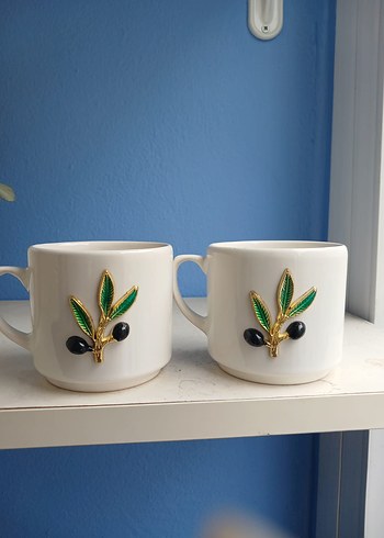 Beyaz Zeytin Desenli ikili Kupalar - Görsel 7