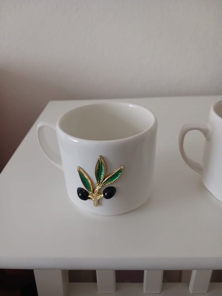 Beyaz Zeytin Desenli ikili Kupalar - Görsel 5