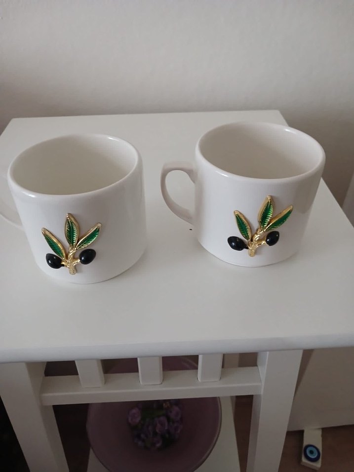 Beyaz Zeytin Desenli ikili Kupalar - Görsel 3