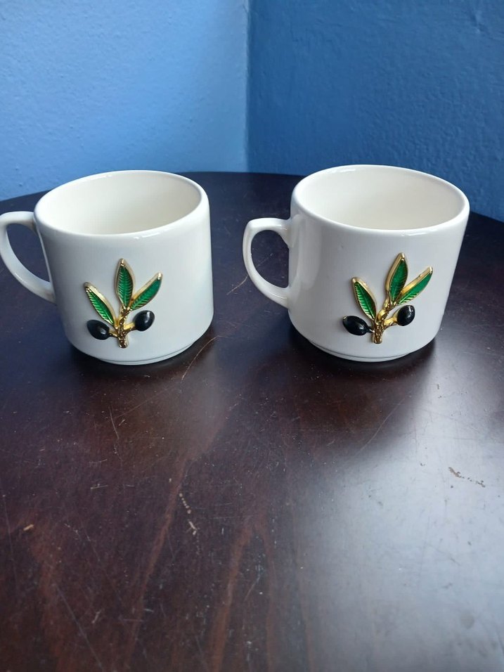 Beyaz Zeytin Desenli ikili Kupalar - Görsel 2